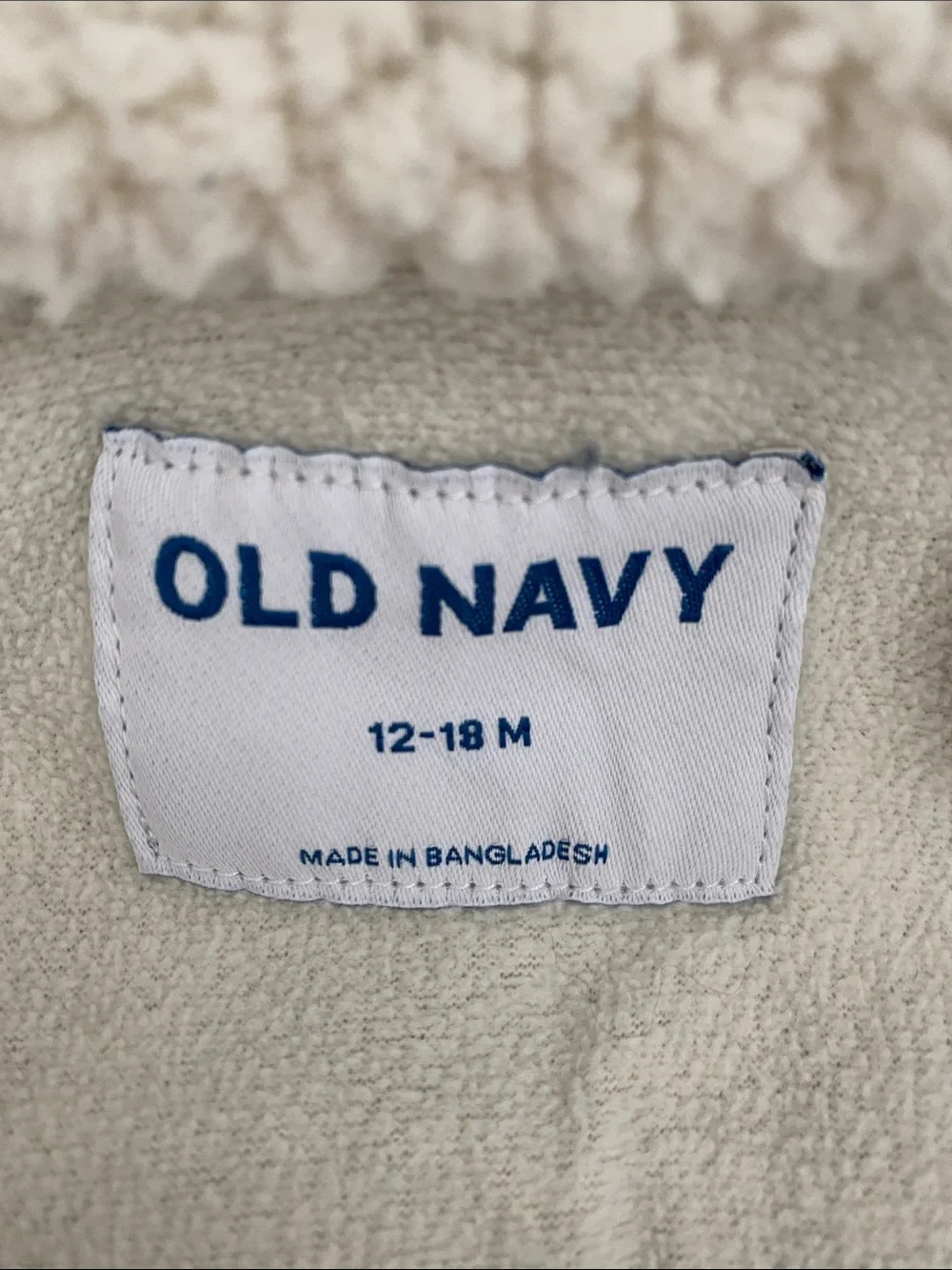 Old Navy Blue Denim Jacket with White Sherpa Collar and lining
